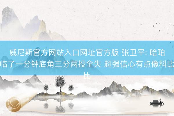 威尼斯官方网站入口网址官方版 张卫平: 哈珀临了一分钟底角三分两投全失 超强信心有点像科比