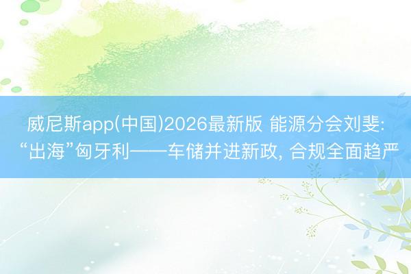 威尼斯app(中国)2026最新版 能源分会刘斐: “出海”匈牙利——车储并进新政, 合规全面趋严