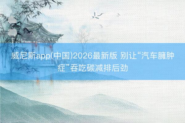 威尼斯app(中国)2026最新版 别让“汽车臃肿症”吞吃碳减排后劲