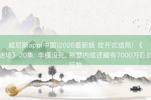 威尼斯app(中国)2026最新版 绽开式结局! 《迷墙》20集: 李槿没死， 别墅内或还藏有7000万巨款