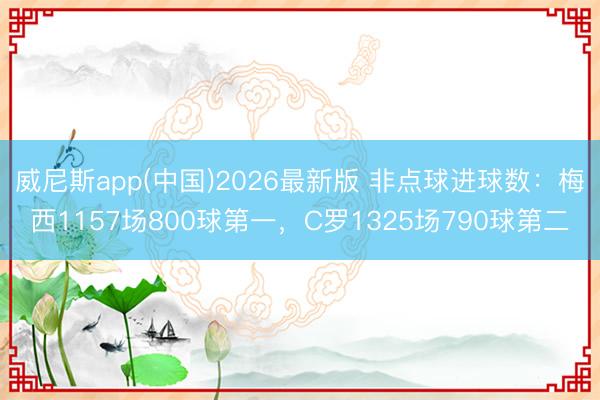 威尼斯app(中国)2026最新版 非点球进球数：梅西1157场800球第一，C罗1325场790球第二